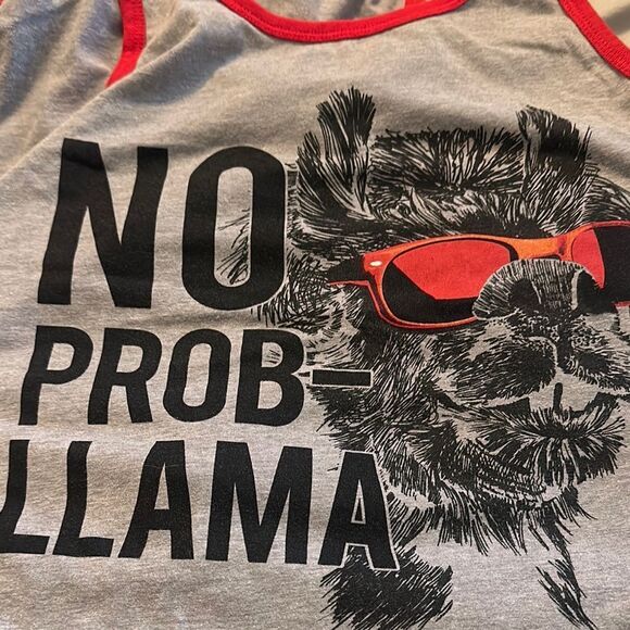 Men’s Fifth Sun Gray Tank Top with Red Trim and Llama Print Medium M - Picture 2 of 2